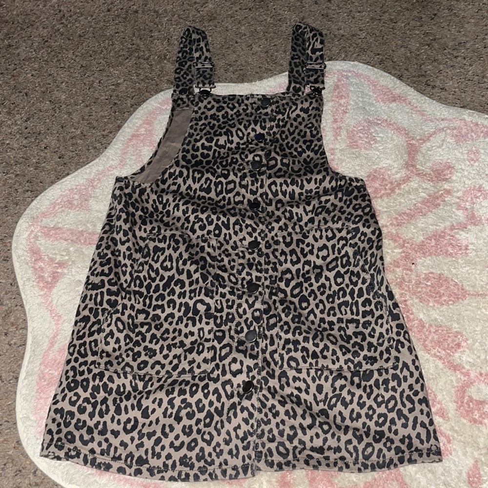 Cheetah print overall dress